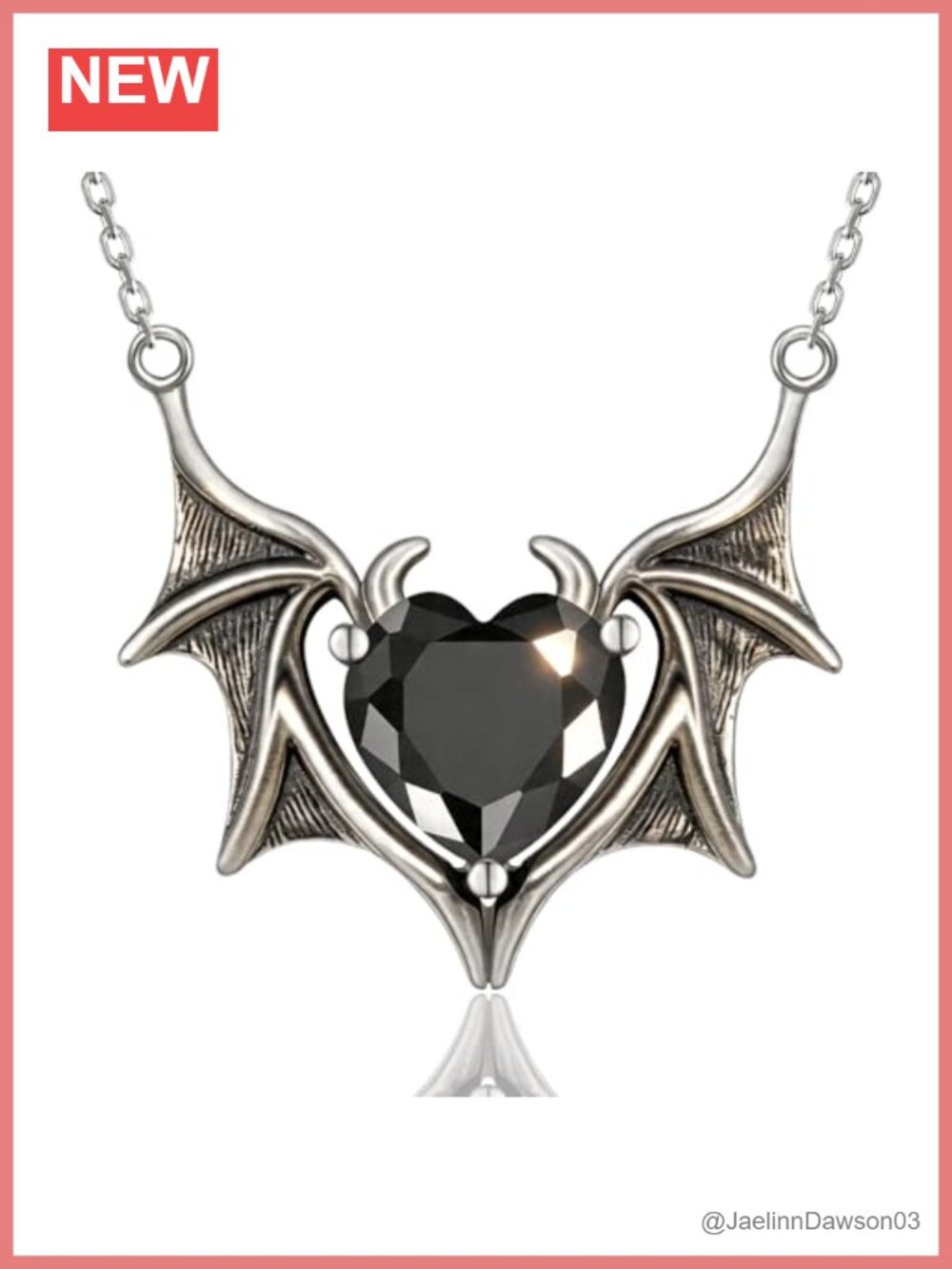 Gothic Bat Necklace 925 Sterling Silver Halloween Pendant Goth Jewelry